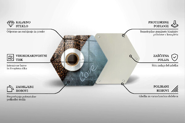 Üveg vágódeszka Kávébab és csésze