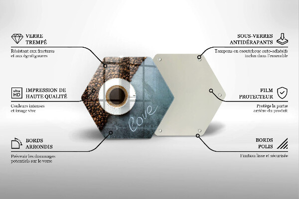 Üveg vágódeszka Kávébab és csésze