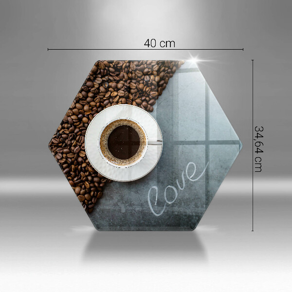 Üveg vágódeszka Kávébab és csésze