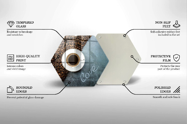Üveg vágódeszka Kávébab és csésze