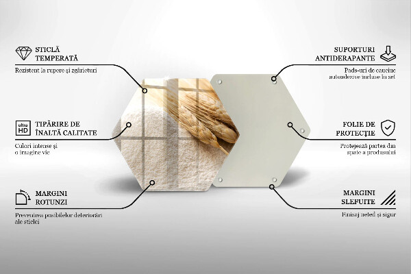 Üveg vágódeszka Liszt és kalászok