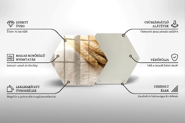 Üveg vágódeszka Liszt és kalászok