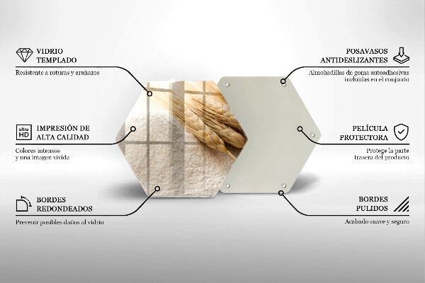 Üveg vágódeszka Liszt és kalászok