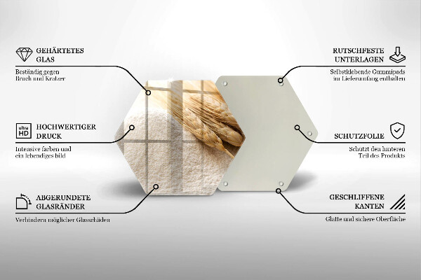 Üveg vágódeszka Liszt és kalászok