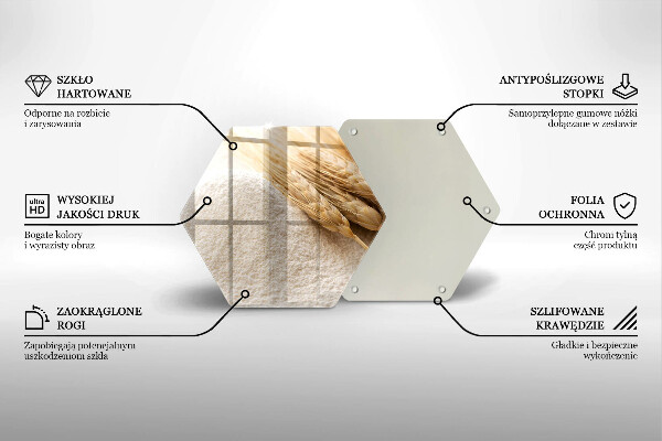 Üveg vágódeszka Liszt és kalászok