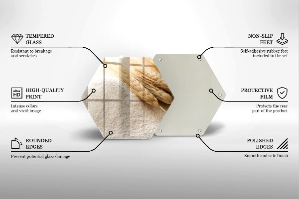 Üveg vágódeszka Liszt és kalászok