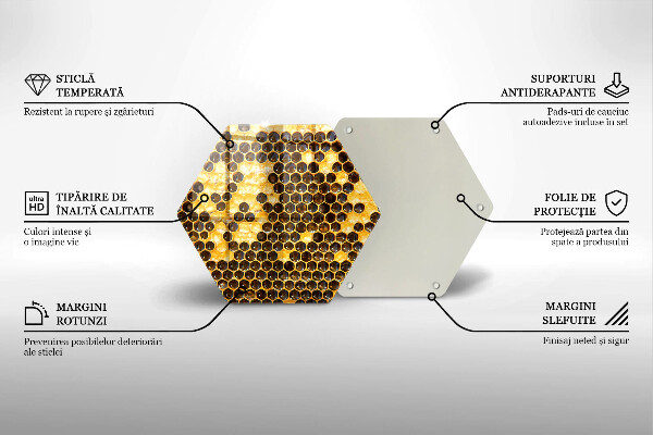 Üveg vágódeszka Méhsejt