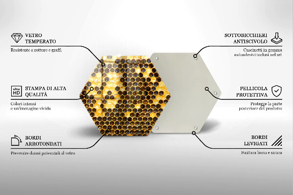 Üveg vágódeszka Méhsejt