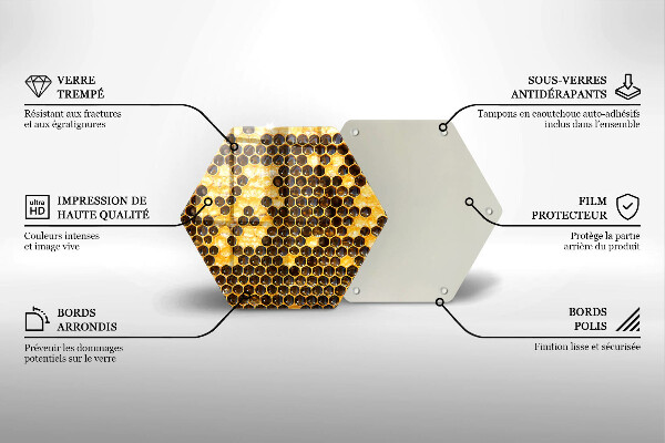 Üveg vágódeszka Méhsejt