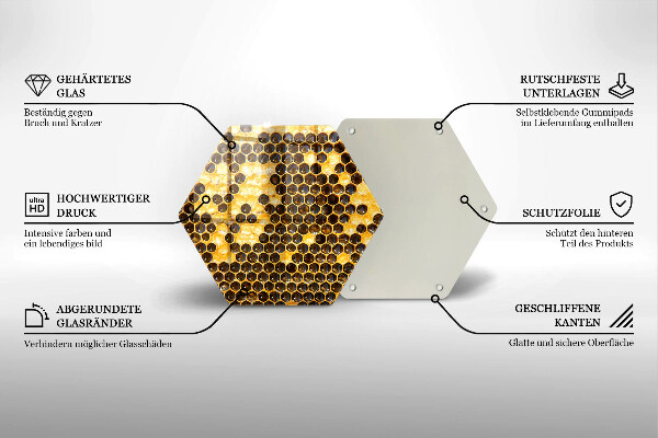 Üveg vágódeszka Méhsejt