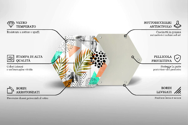 Üveg vágódeszka Boho levelek minta