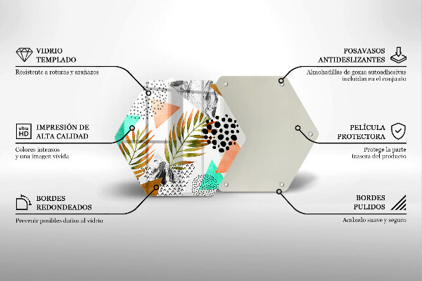 Üveg vágódeszka Boho levelek minta