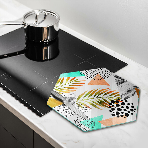 Üveg vágódeszka Boho levelek minta