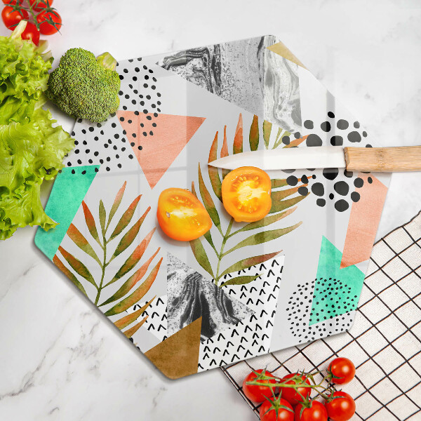 Üveg vágódeszka Boho levelek minta