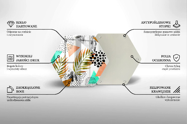 Üveg vágódeszka Boho levelek minta