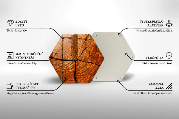 Üveg vágódeszka Fa törzsszerkezet