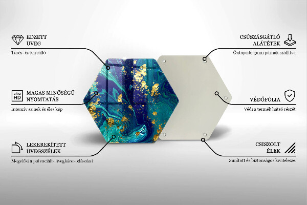 Üveg vágódeszka Absztrakció arannyal