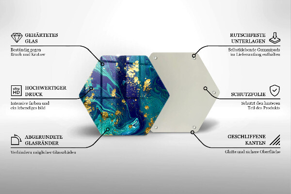 Üveg vágódeszka Absztrakció arannyal