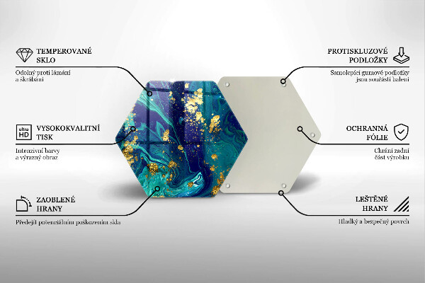 Üveg vágódeszka Absztrakció arannyal