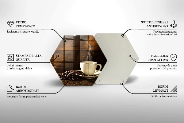 Üveg vágódeszka Fa kávéscsésze