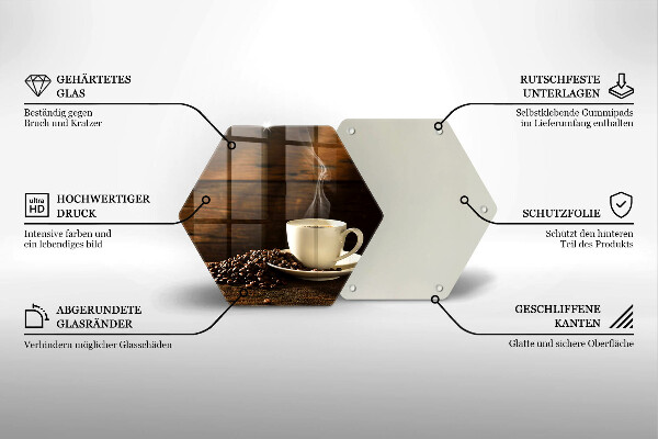 Üveg vágódeszka Fa kávéscsésze