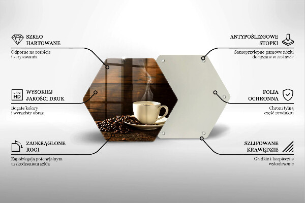 Üveg vágódeszka Fa kávéscsésze