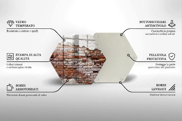 Üveg vágódeszka Régi tégla és beton fal