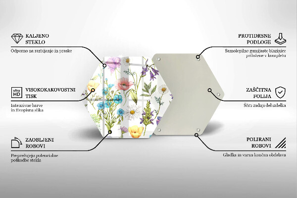 Üveg vágódeszka Virágok illusztráció