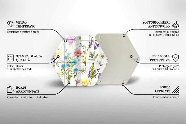 Üveg vágódeszka Virágok illusztráció