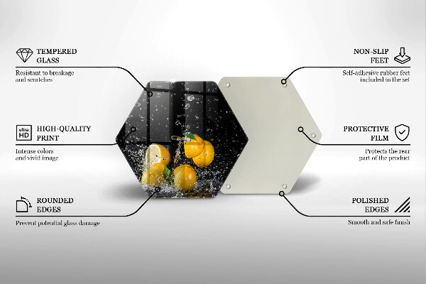 Üveg vágódeszka Lédús citrom gyümölcs