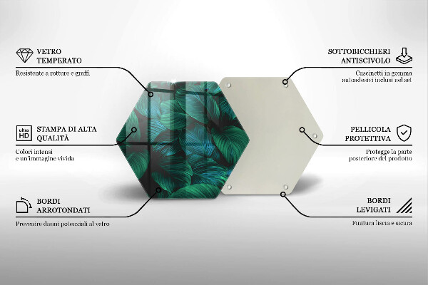 Üveg vágódeszka Dzsungel levelei