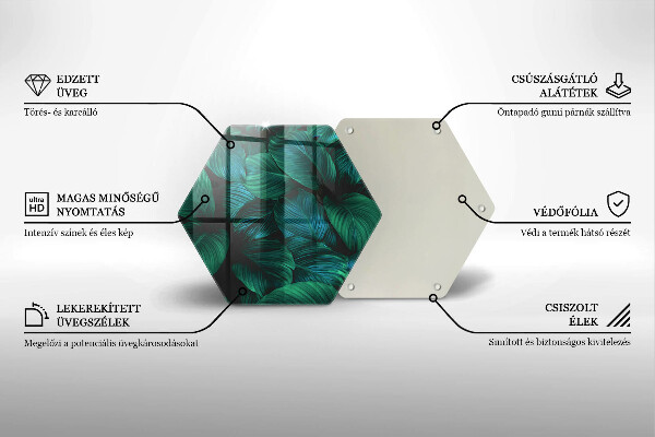 Üveg vágódeszka Dzsungel levelei