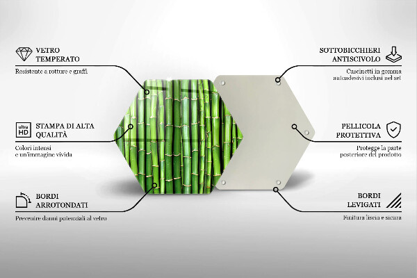 Üveg vágódeszka Természetes bambuszok