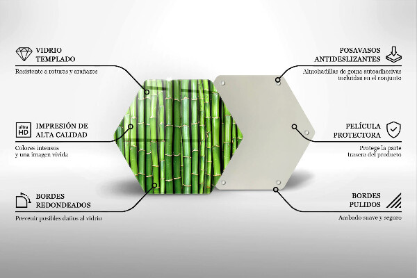 Üveg vágódeszka Természetes bambuszok