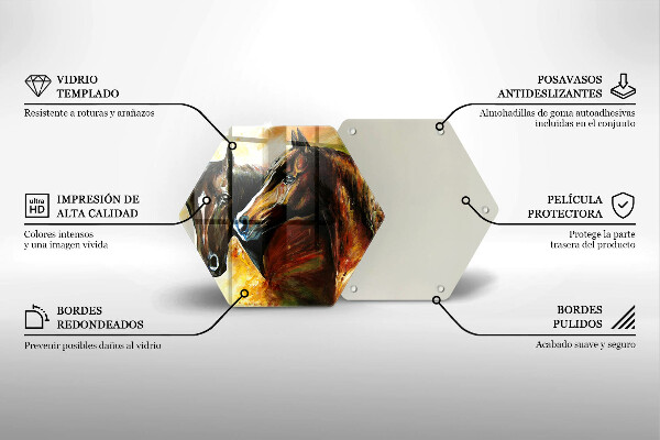 Üveg vágódeszka Állatok lovak