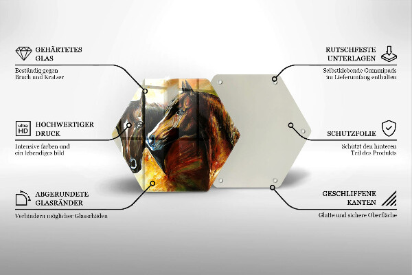 Üveg vágódeszka Állatok lovak