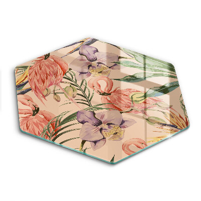 Üveg vágódeszka Flamingók illusztráció