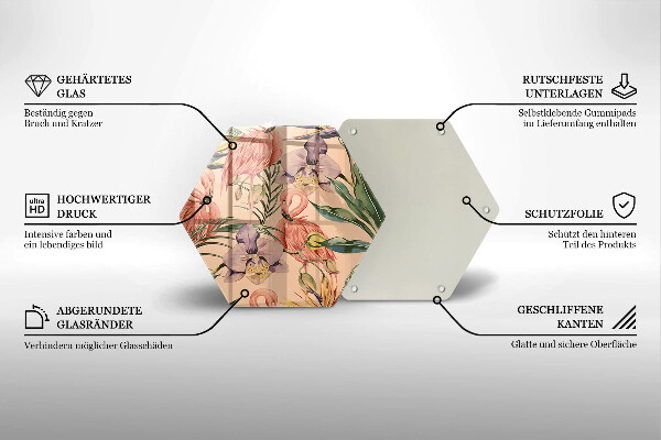 Üveg vágódeszka Flamingók illusztráció