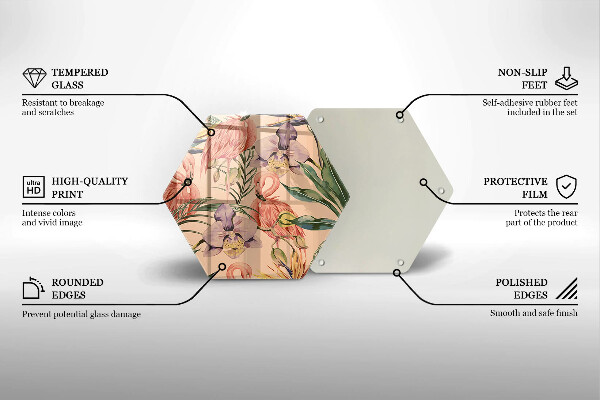 Üveg vágódeszka Flamingók illusztráció