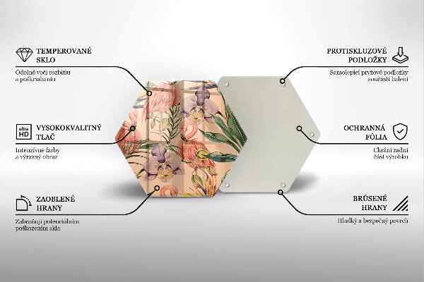 Üveg vágódeszka Flamingók illusztráció