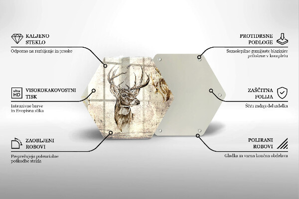 Üveg vágódeszka Szarvas állat illusztráció