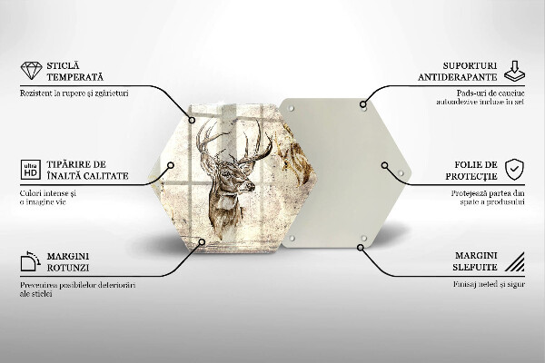 Üveg vágódeszka Szarvas állat illusztráció