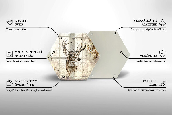 Üveg vágódeszka Szarvas állat illusztráció