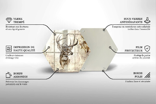 Üveg vágódeszka Szarvas állat illusztráció