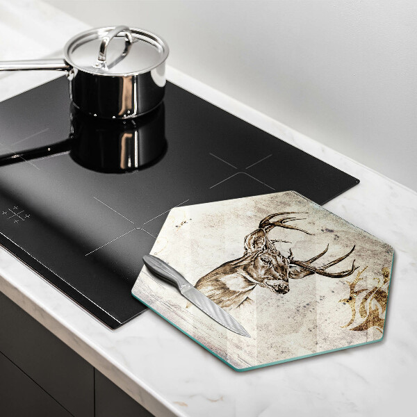 Üveg vágódeszka Szarvas állat illusztráció