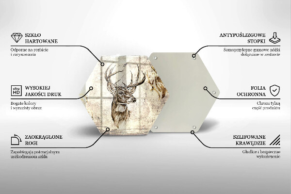 Üveg vágódeszka Szarvas állat illusztráció