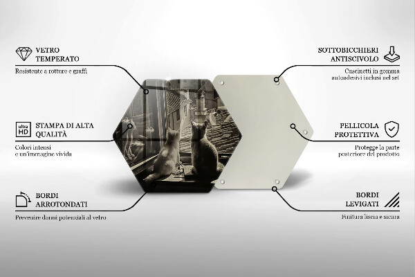 Üveg vágódeszka Macskák város és ablak