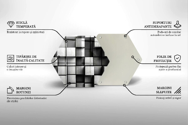 Üveg vágódeszka Absztrakt 3D négyzetek