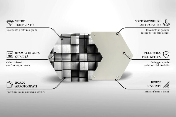 Üveg vágódeszka Absztrakt 3D négyzetek