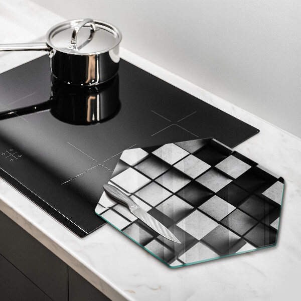 Üveg vágódeszka Absztrakt 3D négyzetek